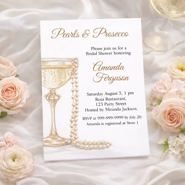 Invitation Prosecco Perles élégant Enterrement de Vie de Jeun (Créateur téléchargé)