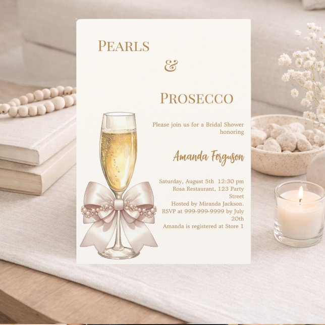 Invitation Prosecco Perles noeud doré ivre Shower de Mariage (Créateur téléchargé)