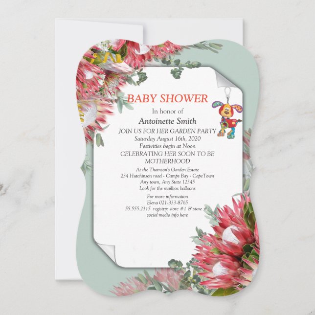 Invitation Protea - Baby shower à fleurs Strelitzia (Devant)