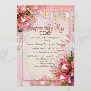 Invitation Protea Fuchsia avec Blush & Gold Wedding shower