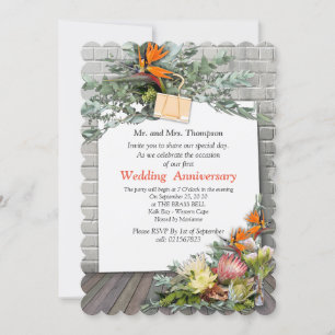 Invitation Protea - Strelitzia Flower Bouquets Anniversaire