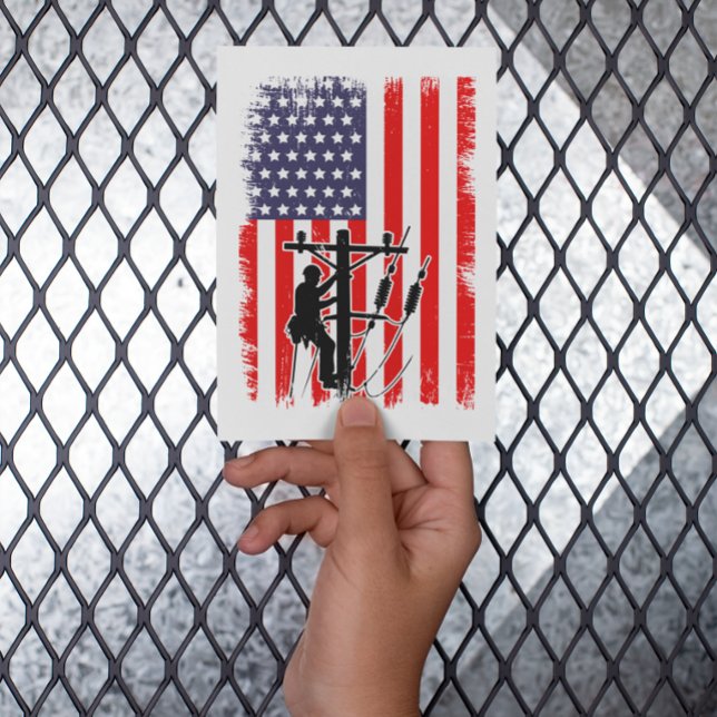 Invitation Proud American Lineman Patriotic Utility Worker (Proud American Lineman Patriotic Utility Worker Invitation card)