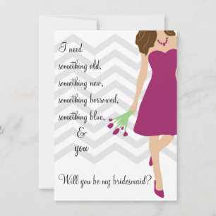 Invitation Prune Chevron pourpre vous serez ma demoiselle