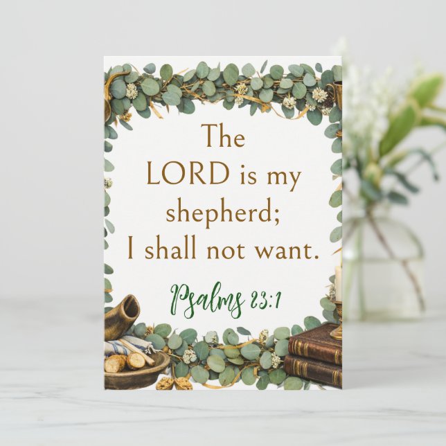 Invitation Psaume 23:1 verset biblique, Eucalyptus, Maison de (Debout devant)