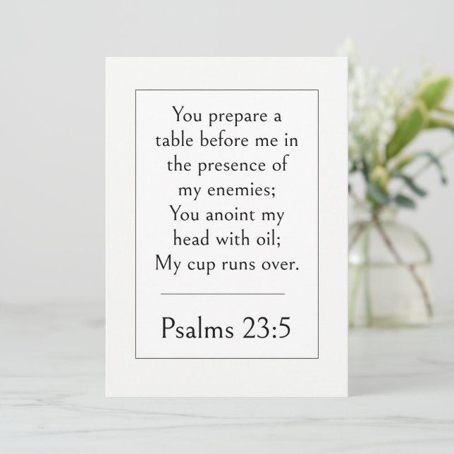 Invitation Psaume 23:5 Verset biblique, Écriture encourageant (Debout devant)