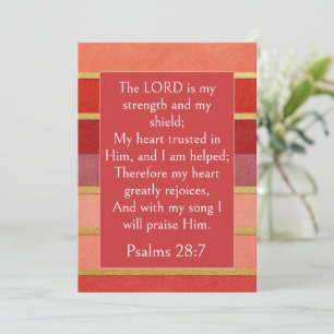 Invitation Psaume 28:7 Verset Biblique, Or Abricot Rouge Bour