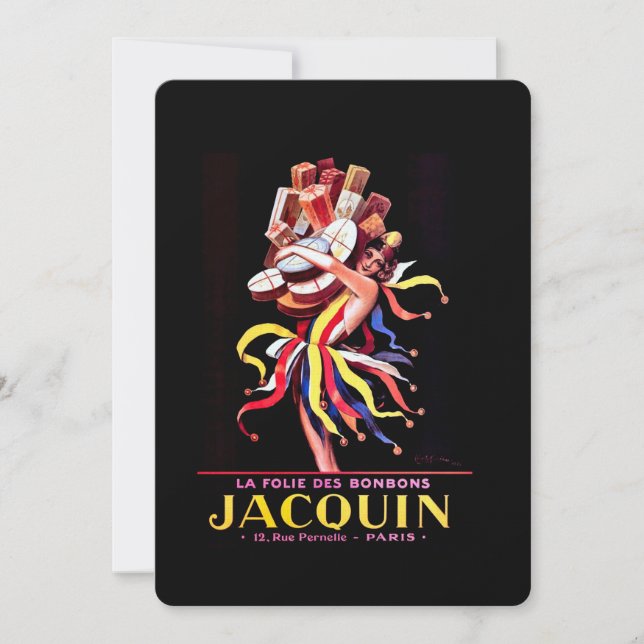 Invitation Publicité pour les bonbons Jacquin par Leonetto Ca (Devant)