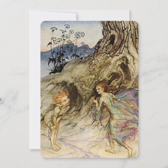 Invitation “Puck et une fée” Aquarelle d'Arthur Rackham (Devant)