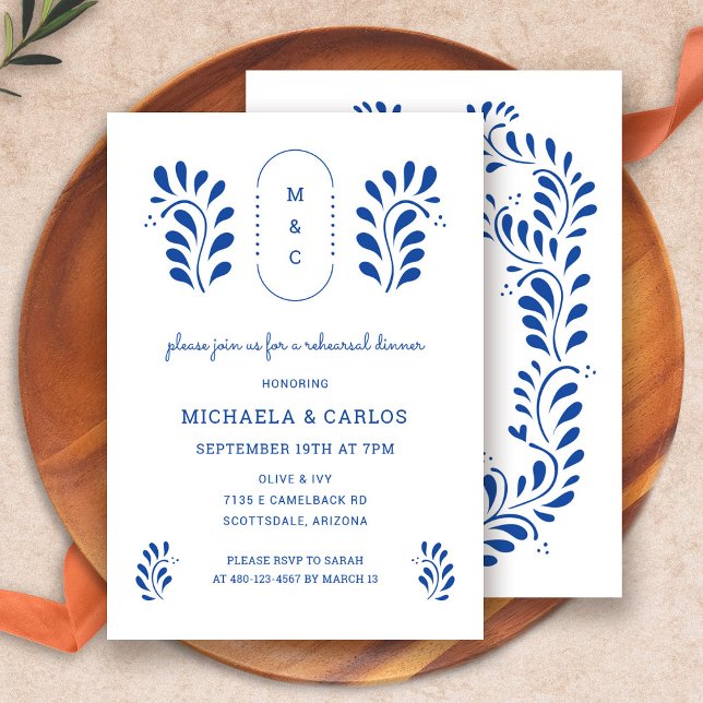 Invitation Puebla Style Dîner de répétition mexicaine Invitat (Puebla Style Mexican Rehearsal Dinner Invitation by Fiesta Valley Print)