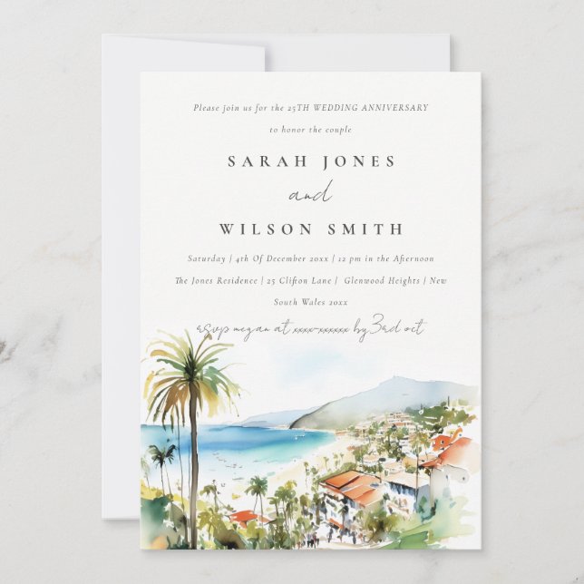 Invitation Puerto Vallarta Mexico Scape Wedding Anniversary  (Devant)