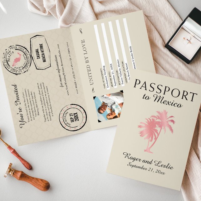 Invitation Puerto Vallarta Mexico Wedding Passport Invite (Créateur téléchargé)
