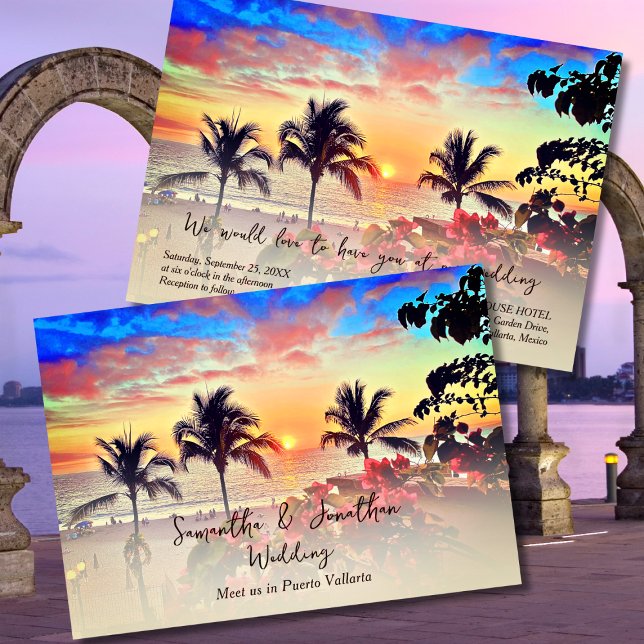 Invitation Puerto Vallarta Sunset Beach Destination Mariage (Créateur téléchargé)