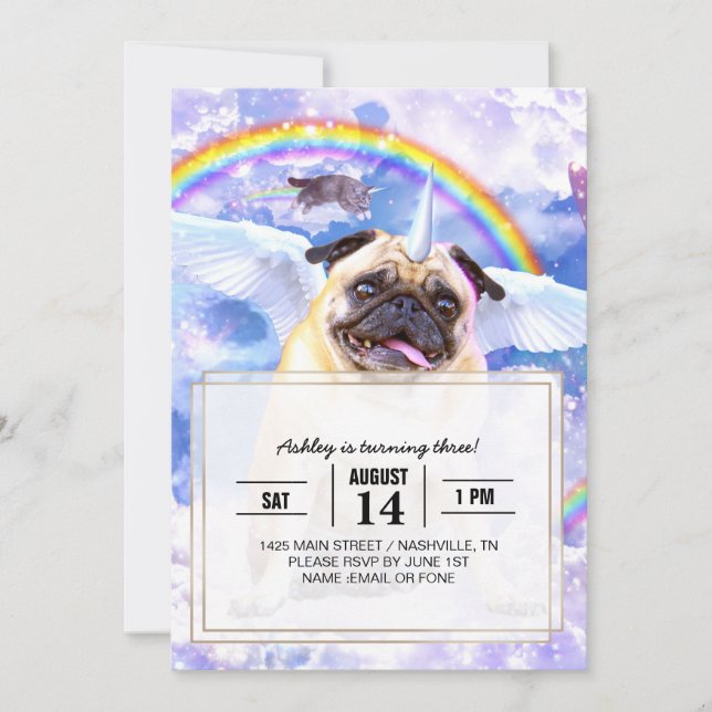 Invitation Pug unicorn (Devant)