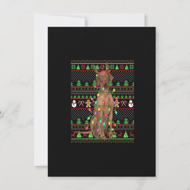 Invitation Pugleux Noel Pull Style Lumières Vizsla Chien de N (Devant)