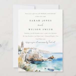 Invitation Puglia Italie Paysage Aquarelle Mariage Anniversai