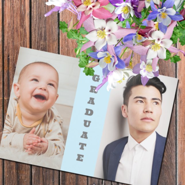 Invitation Puis Et Maintenant 2 Diplôme Photo (Créateur téléchargé)