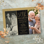 Invitation Puis et maintenant 2 Photo 50e anniversaire Mariag<br><div class="desc">Une élégante invitation du 50ème anniversaire de mariage,  avec 2 photos spéciales et de la typographie élégante sur un arrière - plan d'or. Conçu par Thisisnotme©</div>