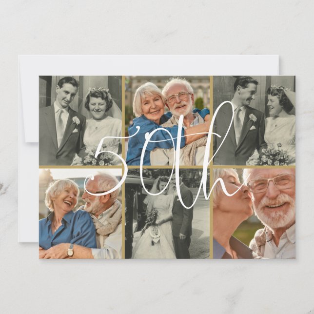 Invitation Puis et maintenant 6 Photo 50e anniversaire Mariag (Devant)