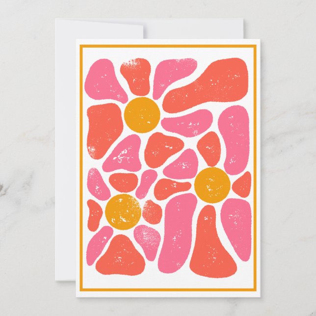 Invitation Puissance des fleurs orange et rose rétro des anné (Devant)