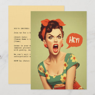 Invitation Puissance d'une pin-up vintage qui crie