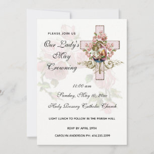 Invitation Puisse Crowning Vierge Marie Religieux Roses Roses