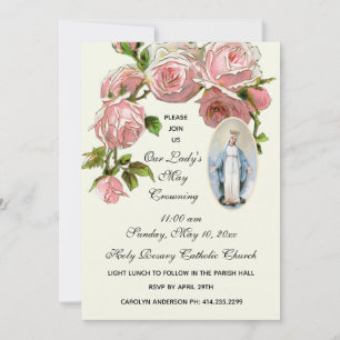 Invitation Puisse Crowning Vierge Marie Roses Religieuses Ros