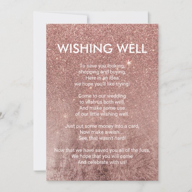 Invitation Puits de souhaits en feuille métallisée rose gold  (Devant)