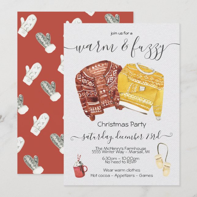 Invitation Pull chaud et douillet de Noël pour la fête de Noë (Devant / Derrière)