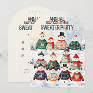 Invitation PULL MANTEAU DE NOËL hideux bonhomme de neige TMF2