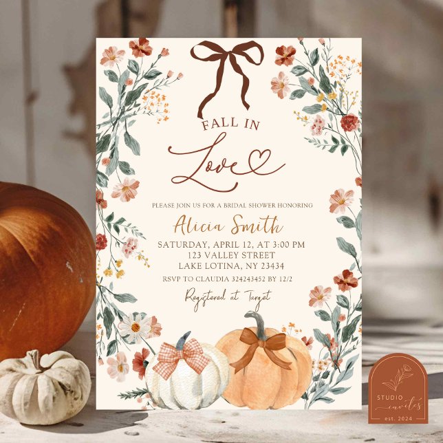 Invitation Pumpkin Coquette Tombez amoureux Wildflower d'auto (Créateur téléchargé)