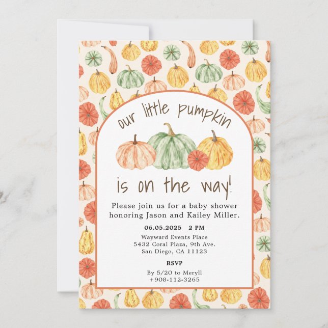 Invitation Pumpkin Gourd Autumn Baby Shower (Devant)