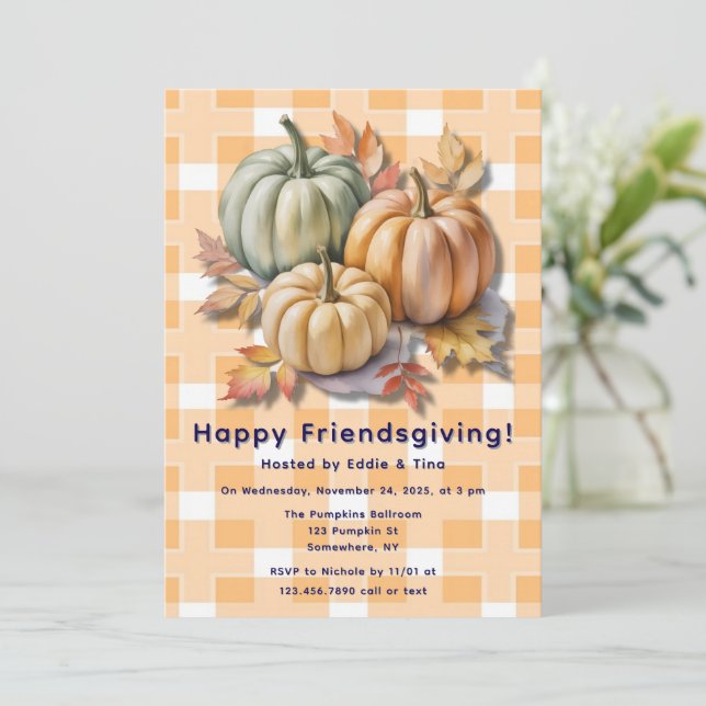 Invitation Pumpkins & Feuilles d'Automne pour un Friendsgivin (Debout devant)