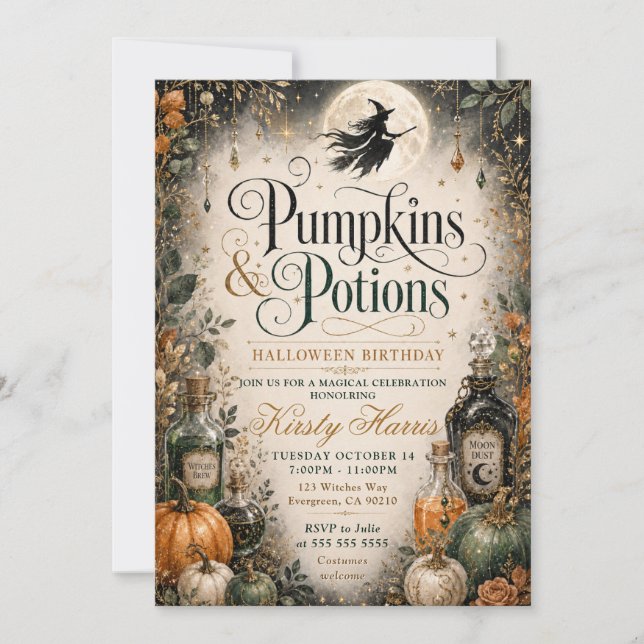 Invitation Pumpkins & Potions Anniversaire Halloween (Devant)
