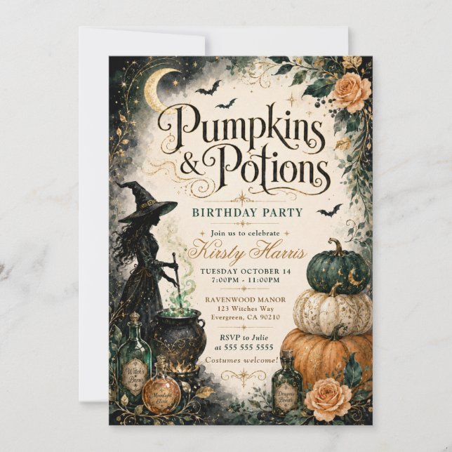 Invitation Pumpkins & Potions Anniversaire Halloween (Devant)
