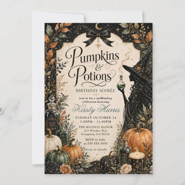 Invitation Pumpkins & Potions Anniversaire Halloween (Devant)