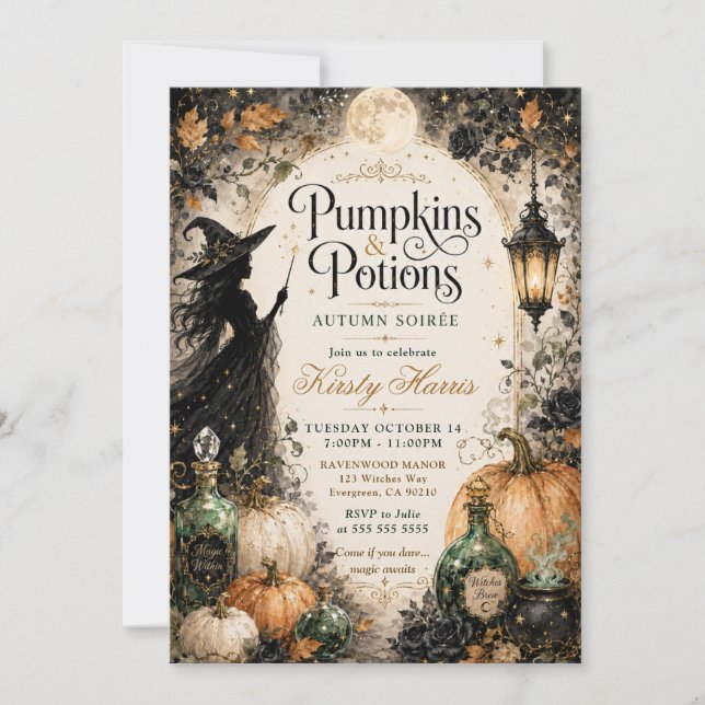 Invitation Pumpkins & Potions Anniversaire Halloween (Devant)