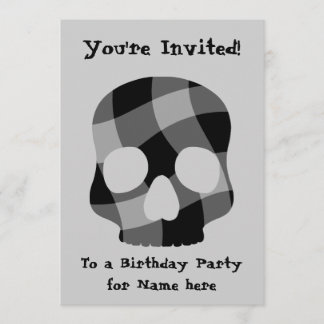 Invitation Punk tordu en vichy crâne toutes occasions 5"x7"
