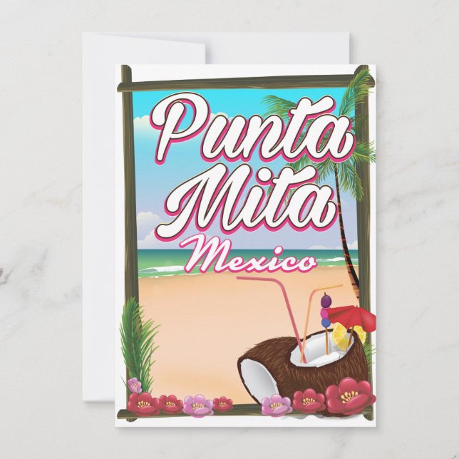 Invitation Punta Mita, affiche de voyage sur la plage de Mexi (Dos)