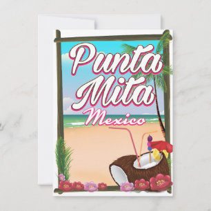 Invitation Punta Mita, affiche de voyage sur la plage de Mexi