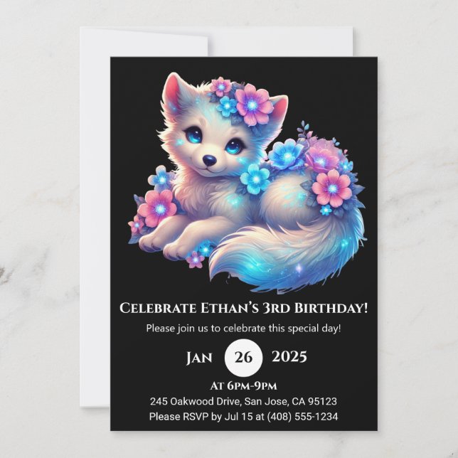 Invitation Pup Fleur Pastel Anniversaire (Devant)
