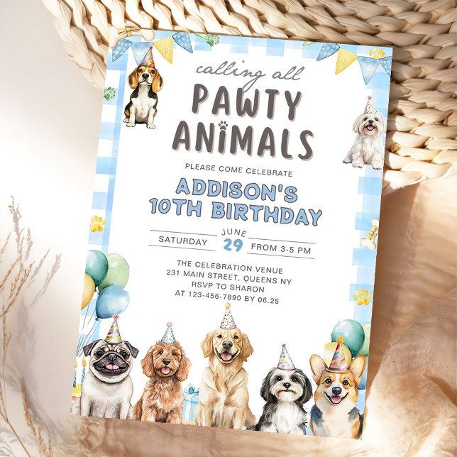 Invitation Puppy Calling All Pawty Animals Birthday (Créateur téléchargé)