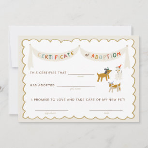 Invitation Puppy Pawty Certificat d'adoption