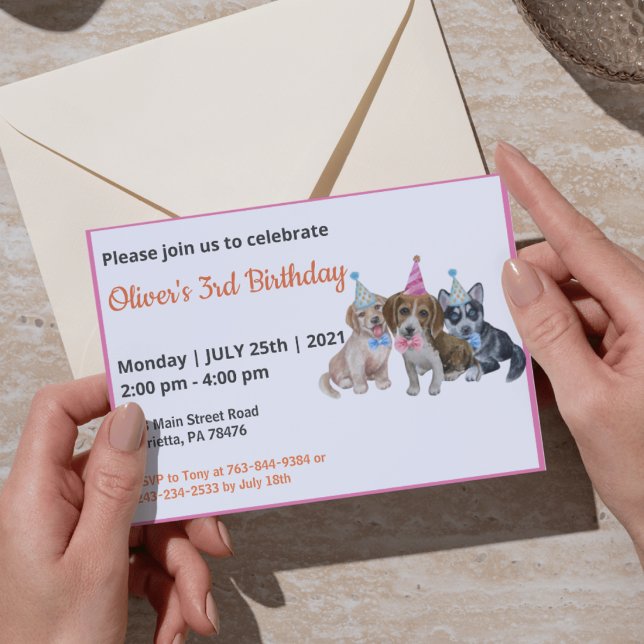 Invitation Pure Puppy | Thème de chiens Garçon Première Fête  (Créateur téléchargé)