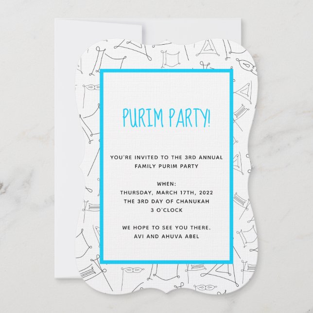 Invitation Purim (Devant)