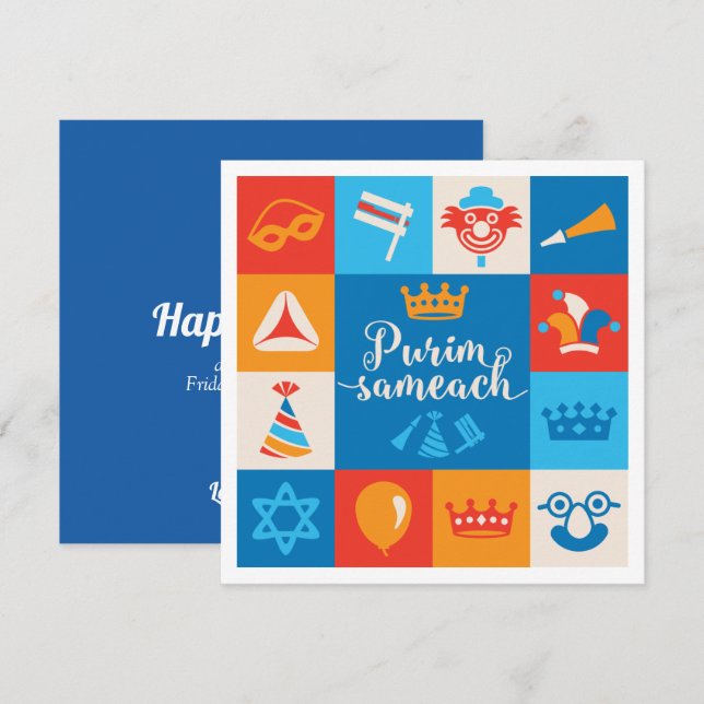 Invitation Purim - Invitación de fiesta o tarjeta de saludo (Devant / Derrière)