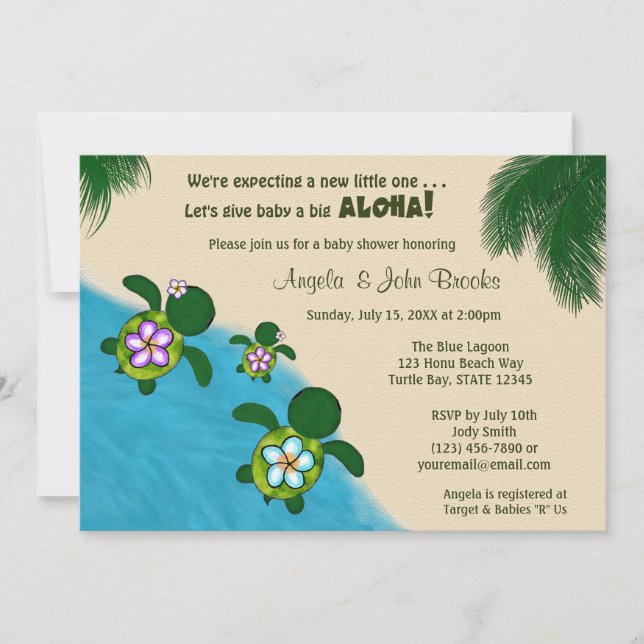 Invitation PURP (Honu) 04B de baby shower de (Devant)