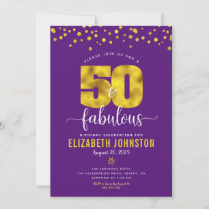 Invitation Purple 50 et fabuleux points de glam d'anniversair