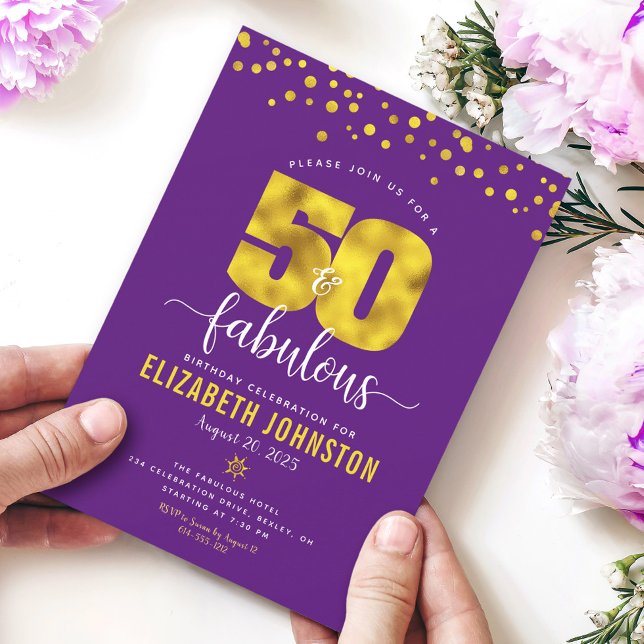 Invitation Purple 50 et fabuleux points de glam d'anniversair (Créateur téléchargé)