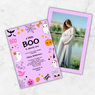 Invitation Purple A Little Boo Jote Baby shower Halloween
