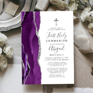 Invitation Purple Agate Argent Parties scintillant première s